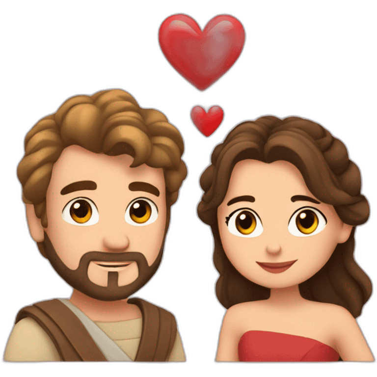 Rey y Reina enamorados con corazones emoji