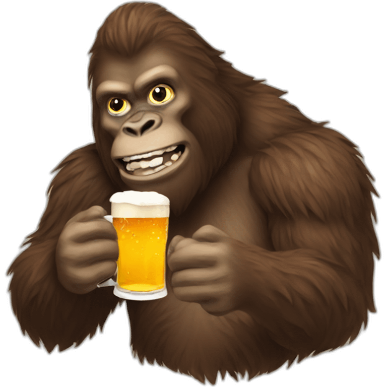 Bigfoot drinking beer emoji