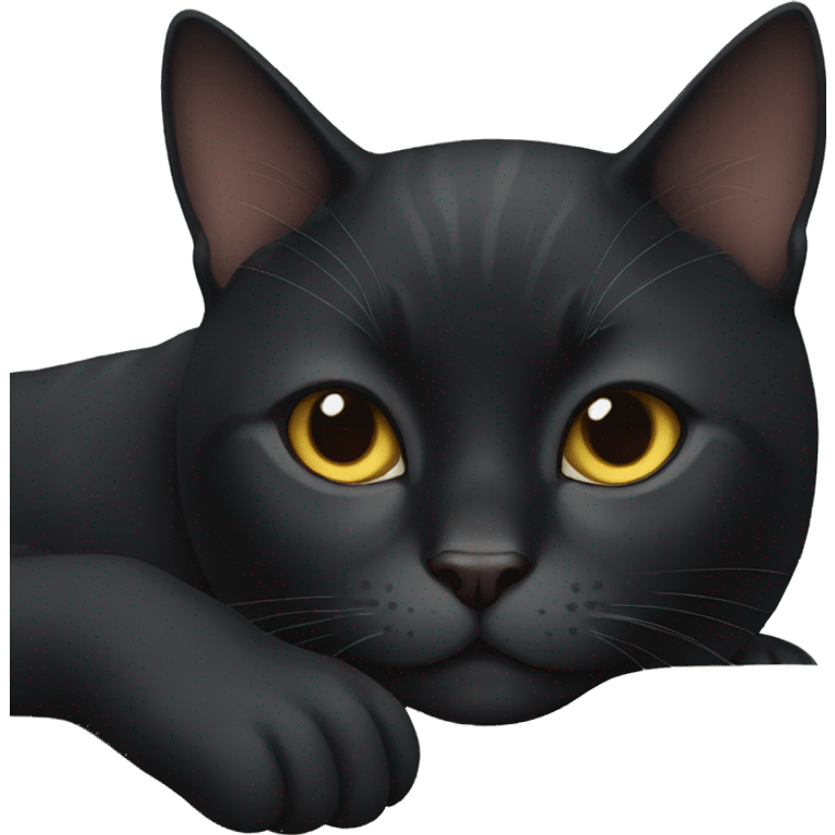 Sleepy black female cat emoji