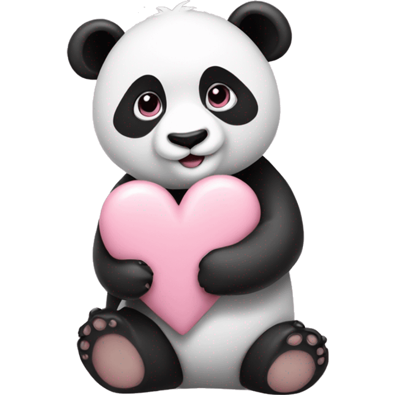 Panda with pastel pink heart  emoji