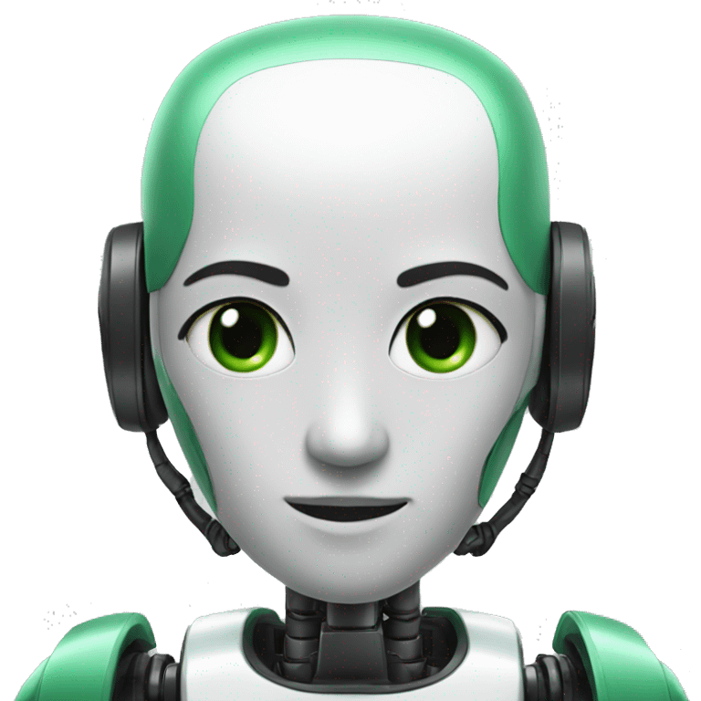 Asian robot with green eyes emoji