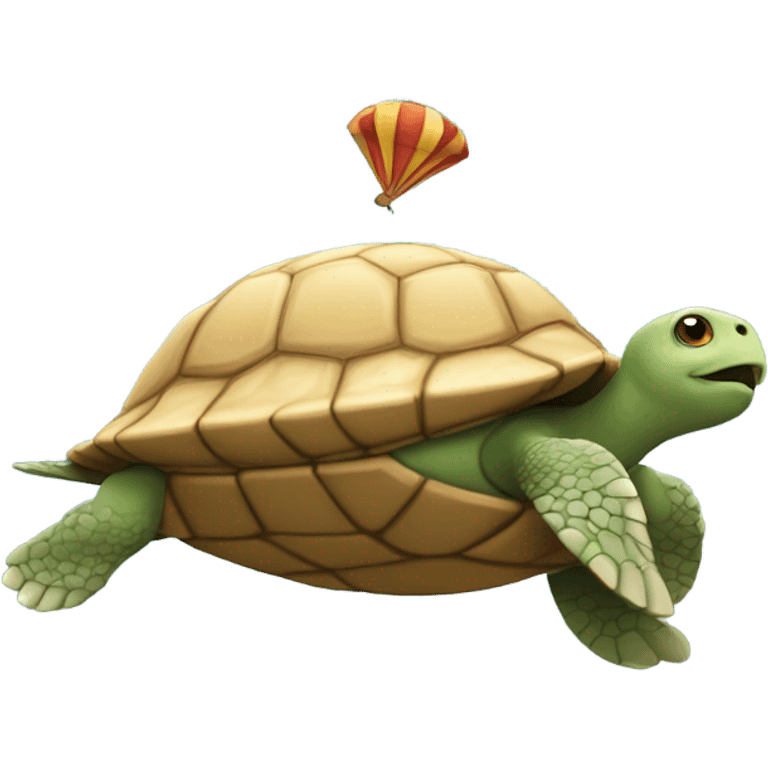 Turtle using its shell as a parachute.  emoji