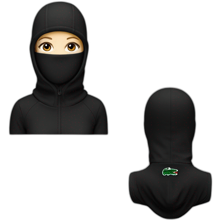 white girl lacoste balaclava black with lacoste emoji