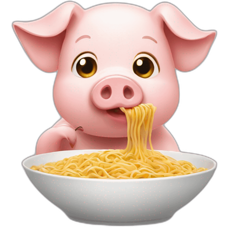 pig eating noodles without plate emoji