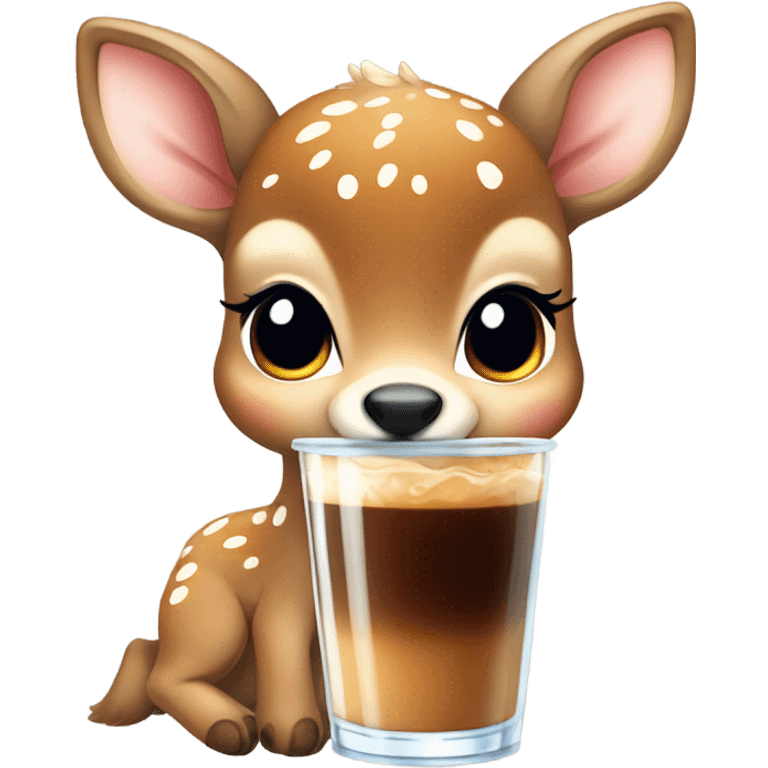 Baby deer drinking iced coffee emoji