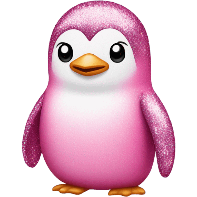 Pink penguin with glitter  emoji