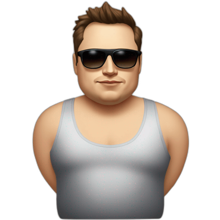 fat elon musk wearing a tank top and small sunglasses emoji