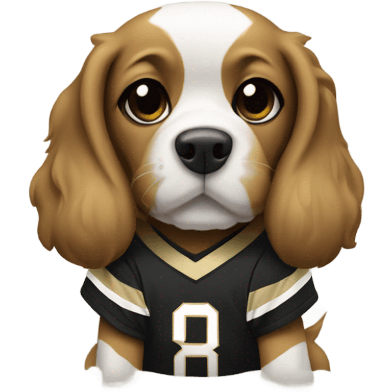 Dog wearing New Orleans Saints jersey emoji