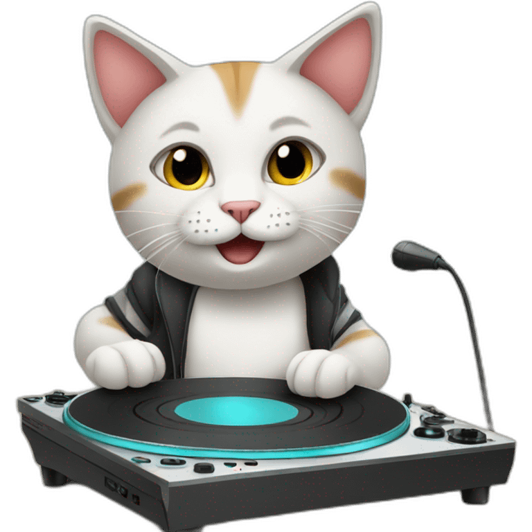 cat playing song on dj emoji