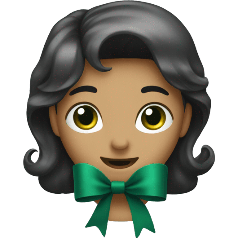 one dark green bow emoji