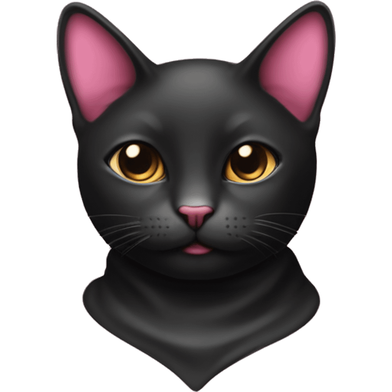 Gato negro con moño rosa en el cuello  emoji