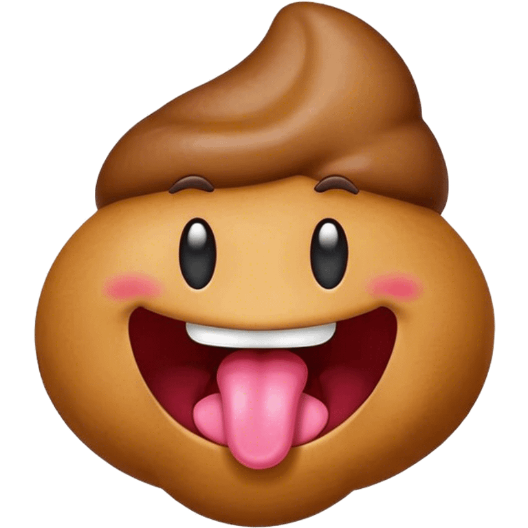 poop emoji with tongue emoji