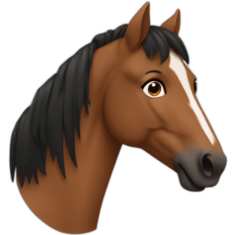 Brown horse with black hairs From the front emoji