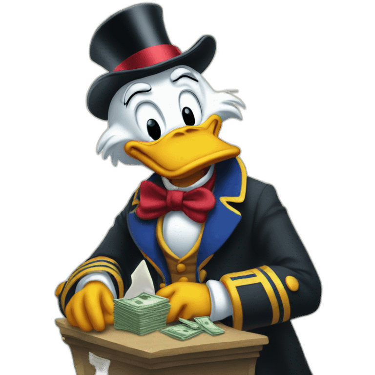 Scrooge McDuck counting money emoji