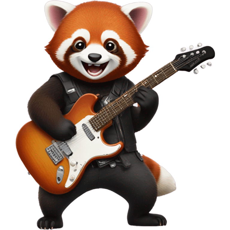 Red panda playing electric guitar  emoji