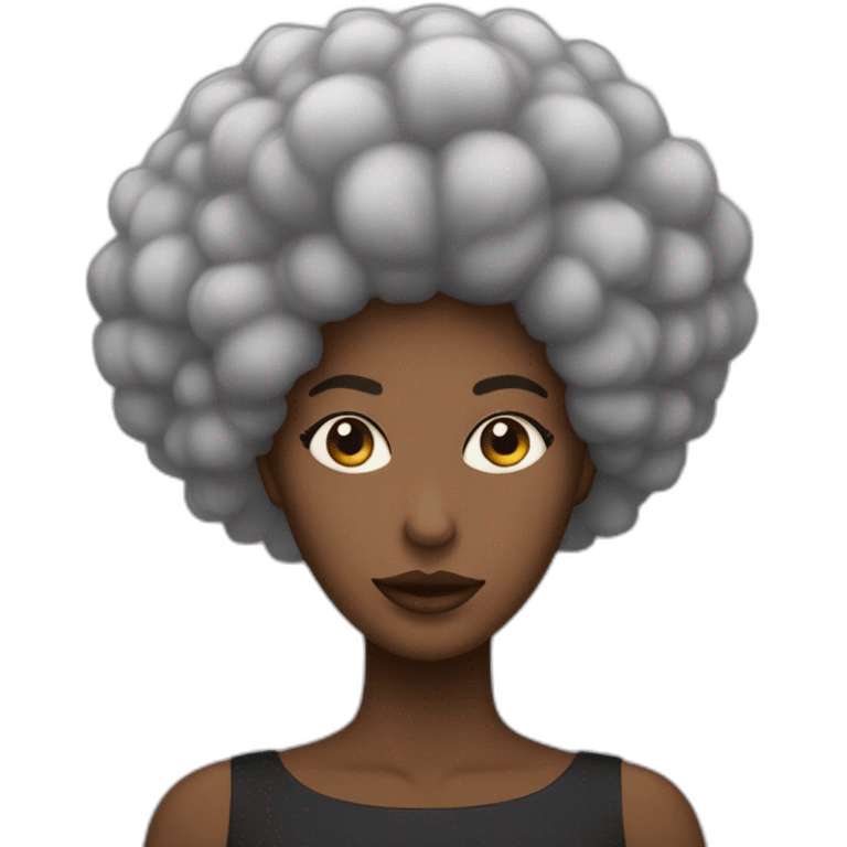 Femme avec les cheveux afro et un masque emoji