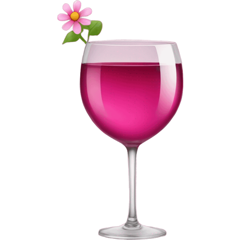 Pink wine glass with flower emoji