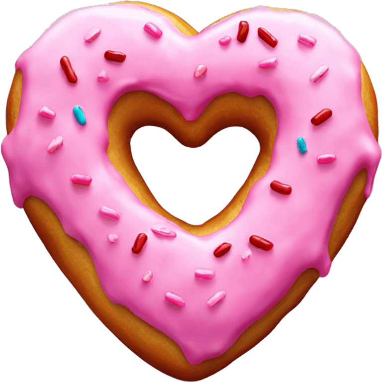 Realistic heart shaped donut with pink frosting. emoji