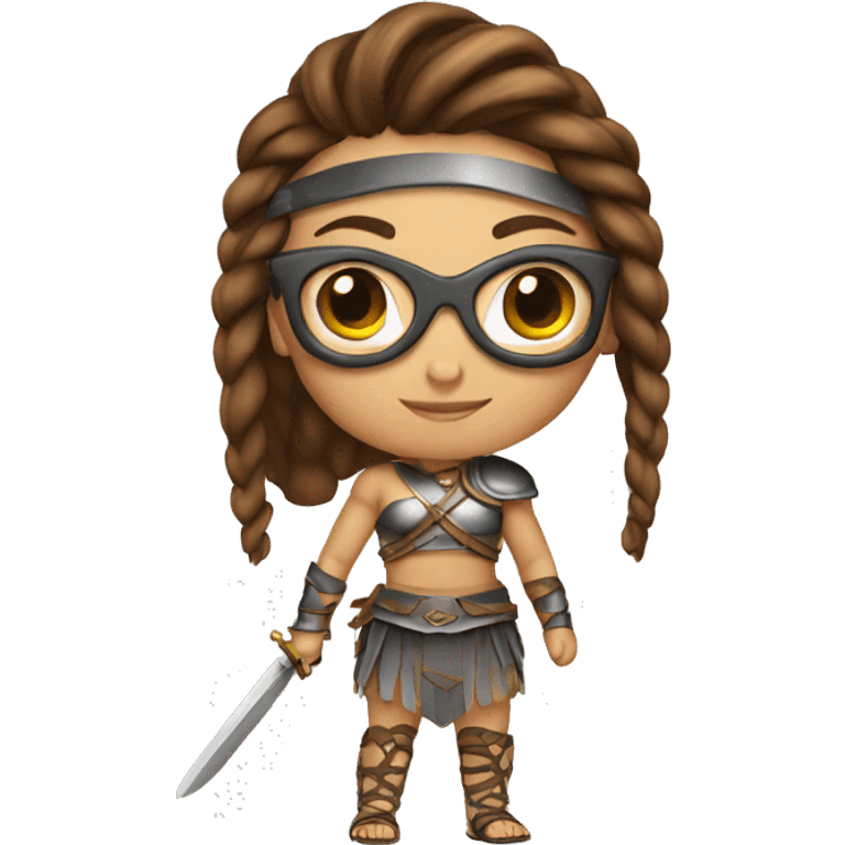 Girl gladiator with braided brown hair and sunglasses emoji