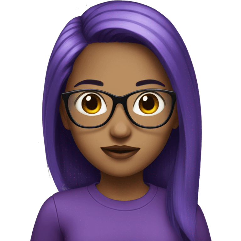 Girl with black and purple hair with black glasses   emoji