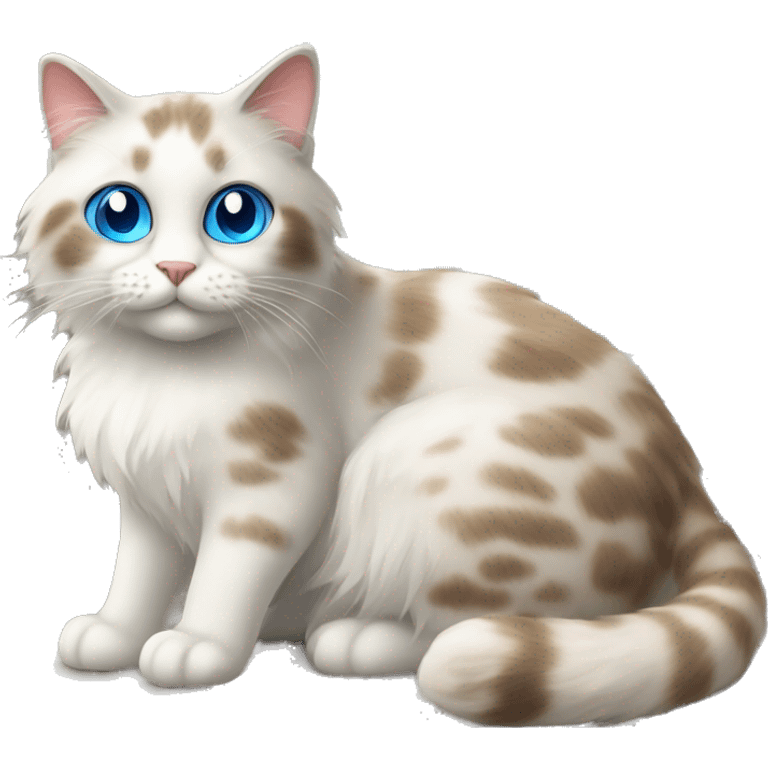 A ragdol cat with blue eyes is sitting on the windowsill emoji