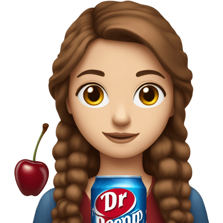 Drinking dr pepper cherry flavoured Brown hair girl blue eyes emoji