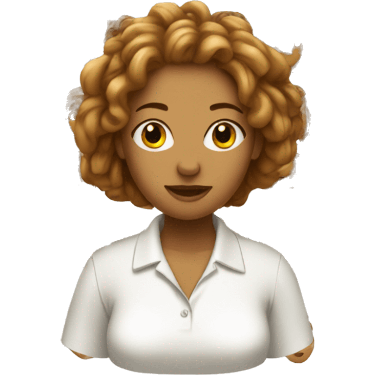 A caramel colored lady with locs and wearing a white polo shirt  emoji