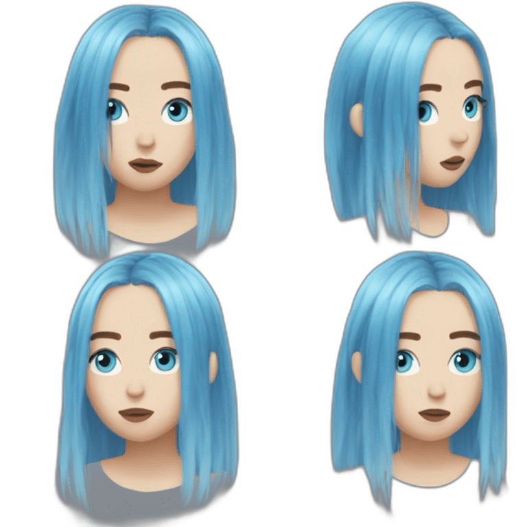 Billie eilish chanteuse cheveux bleus yeux bleus emoji