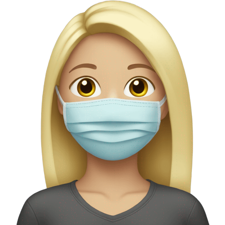 Blond girl with face mask emoji