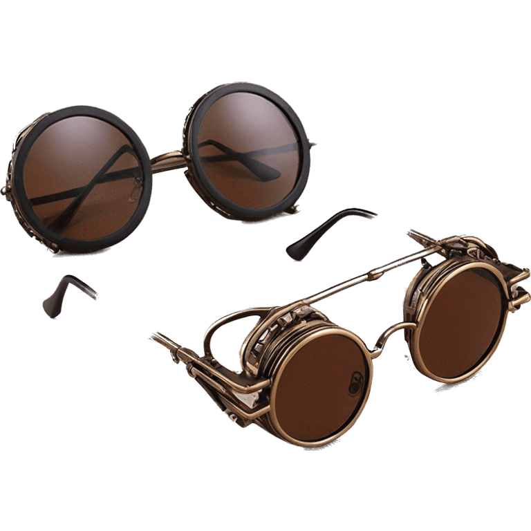 steampunk Round Sunglasses Vintage Metal Frame Double Bridge Sunglasses emoji