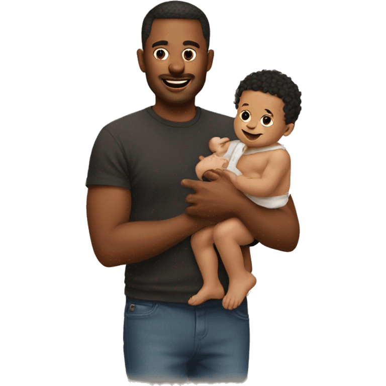 man with a baby and baby oil emoji