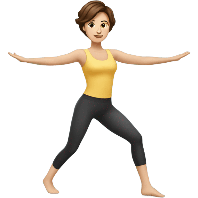 Pretty Woman with short brown hair doing Pilates exercises  emoji