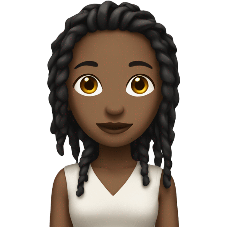 Tan girl with black locs dark white dress full body emoji