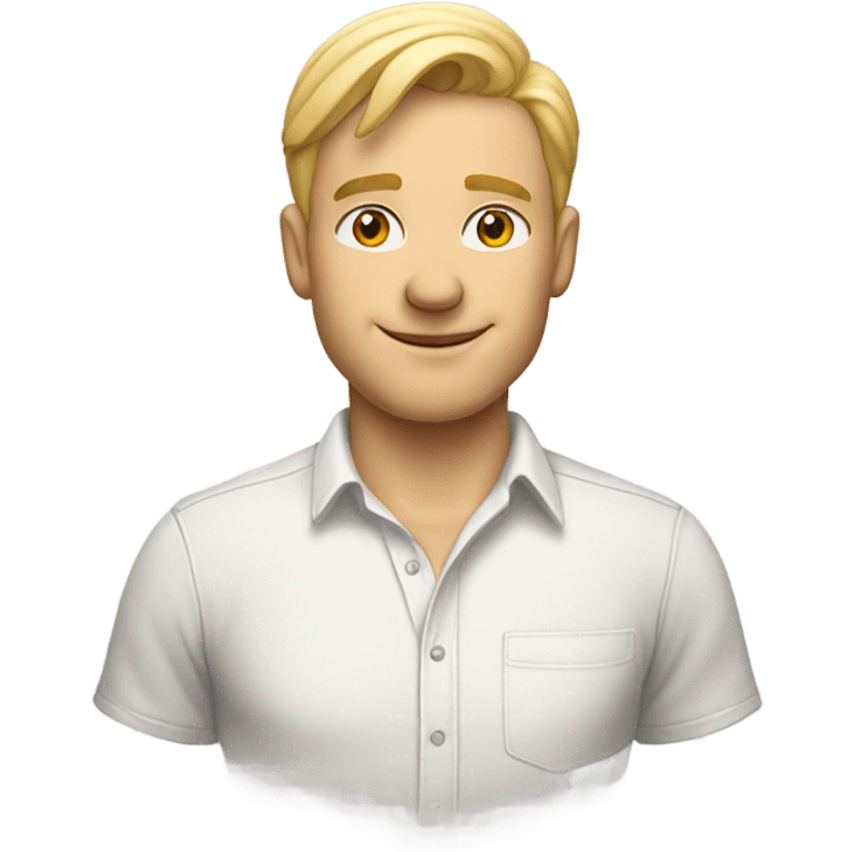 Blonde man with a shirt that says Marc emoji