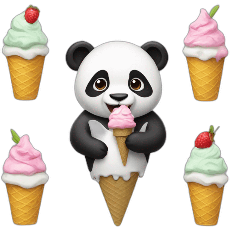 Panda eating ice cream emoji