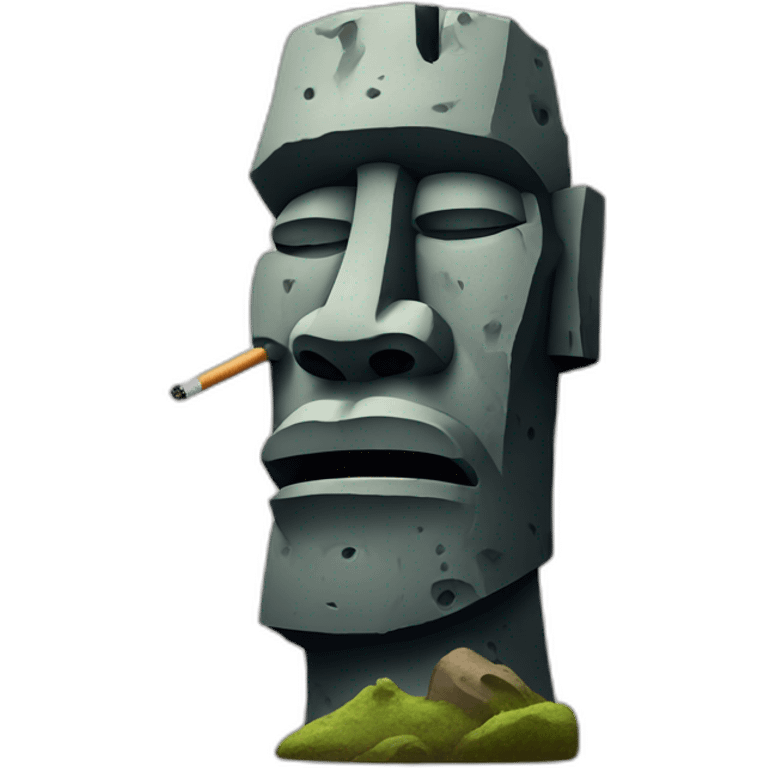 depressed moai stone face smoking cigarette emoji