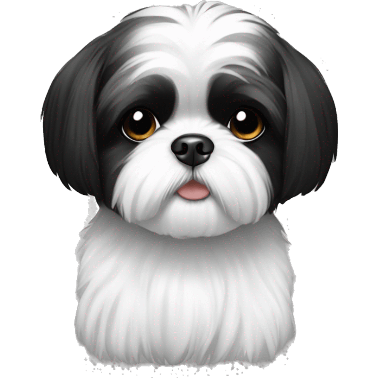 a black and white shih tzu emoji