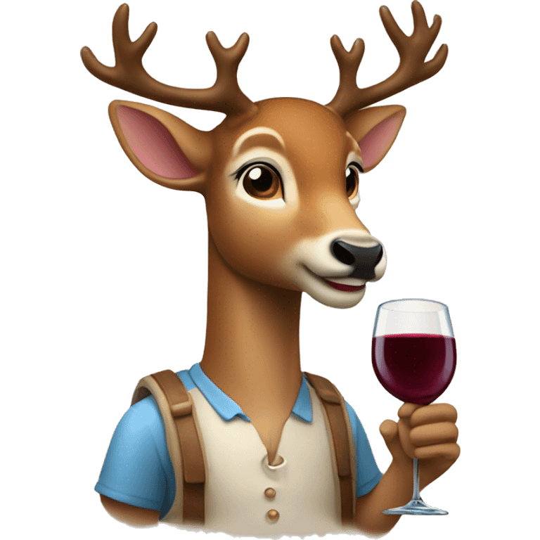 deer with a peluche in his head and a wine bottle in his hand emoji