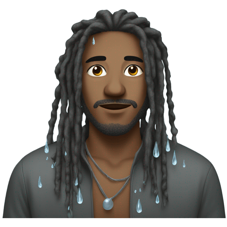 Man with dreadlocks splashed with water emoji