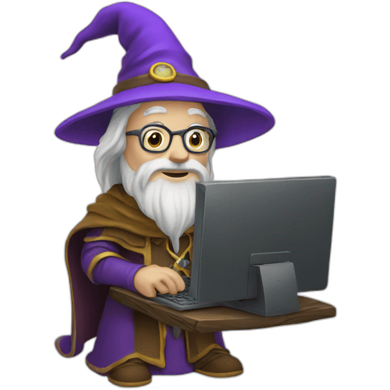 wizard showing his computer emoji