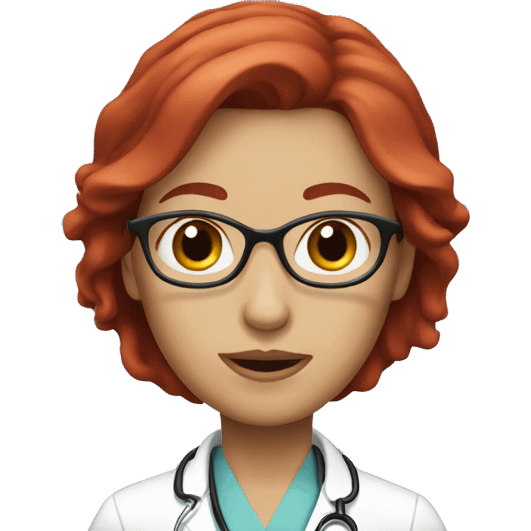 Woman doctor with Cherry Red hair  emoji