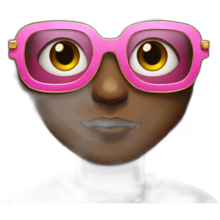 Afro boy with a golden chain and pink glasses  emoji