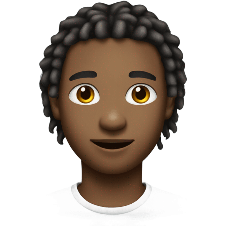 A young African-American male with short, thick dreadlocks, a friendly, confident smile, a trimmed goatee, and sharp facial features. He is wearing a cap. emoji