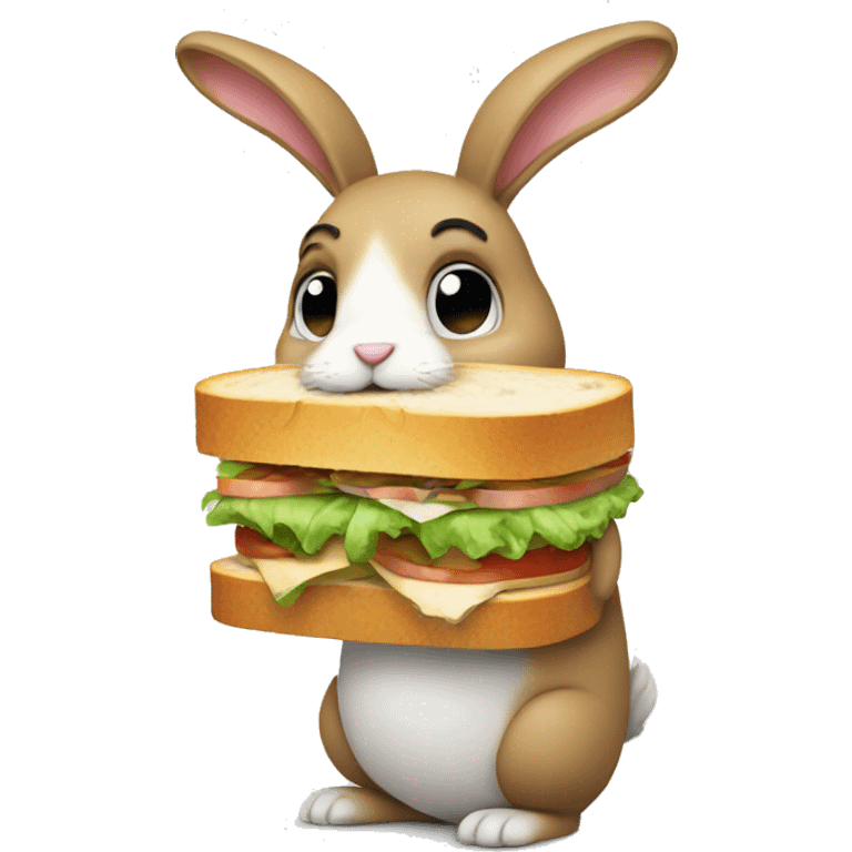 Make a sad rabbit eating a sandwich emoji