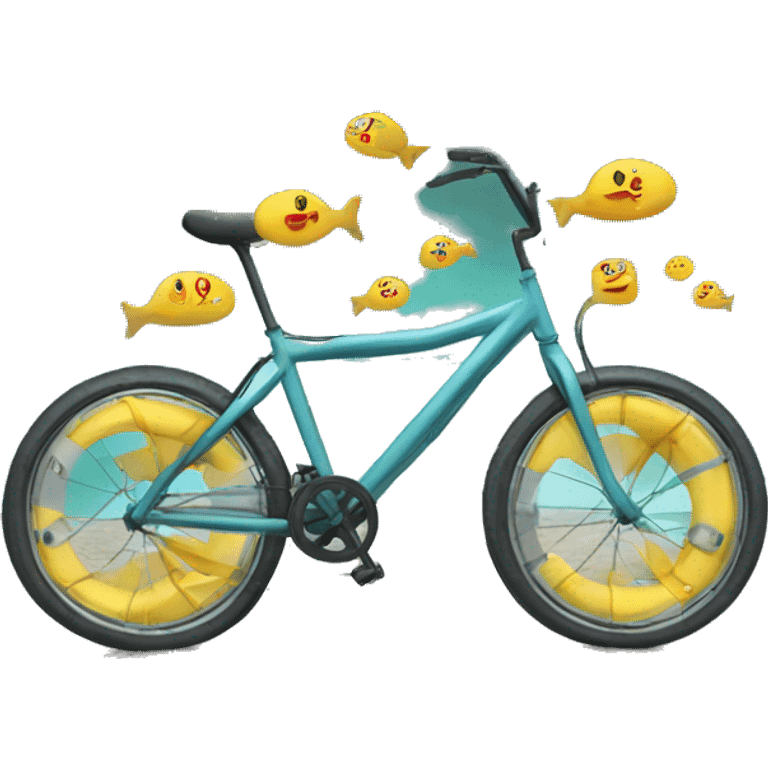 bike with flippers swimming in a lake emoji