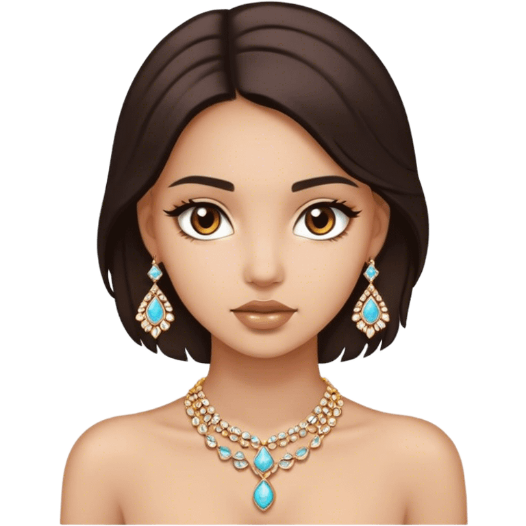 captivating girl with jewelry dark brown eyes emoji