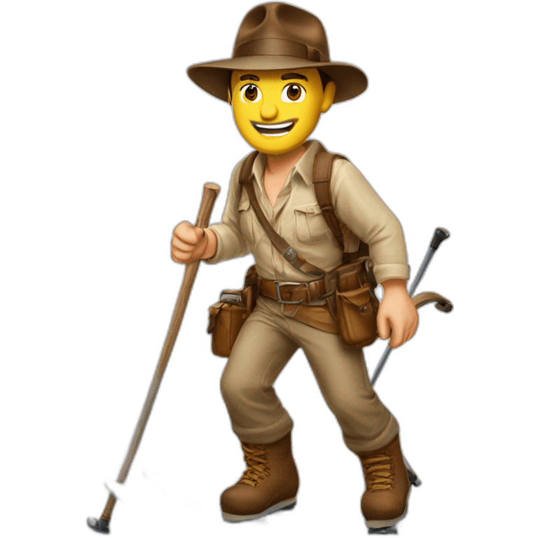 Indiana Jones qui fait du ski alpin emoji