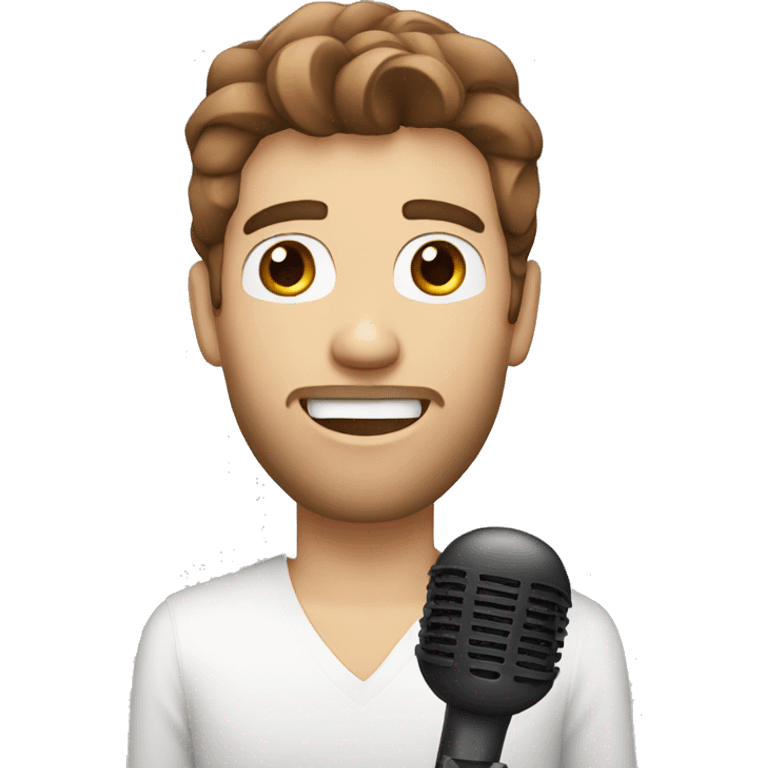 white male singer with brown hair and microphone emoji