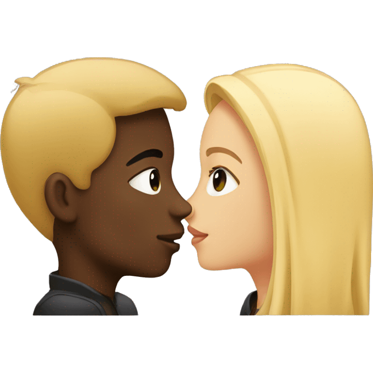 Blonde girl and black boy kissing emoji