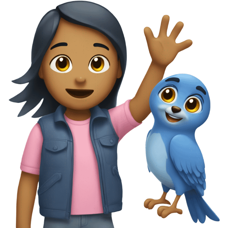 Bluey waving at a little girl emoji